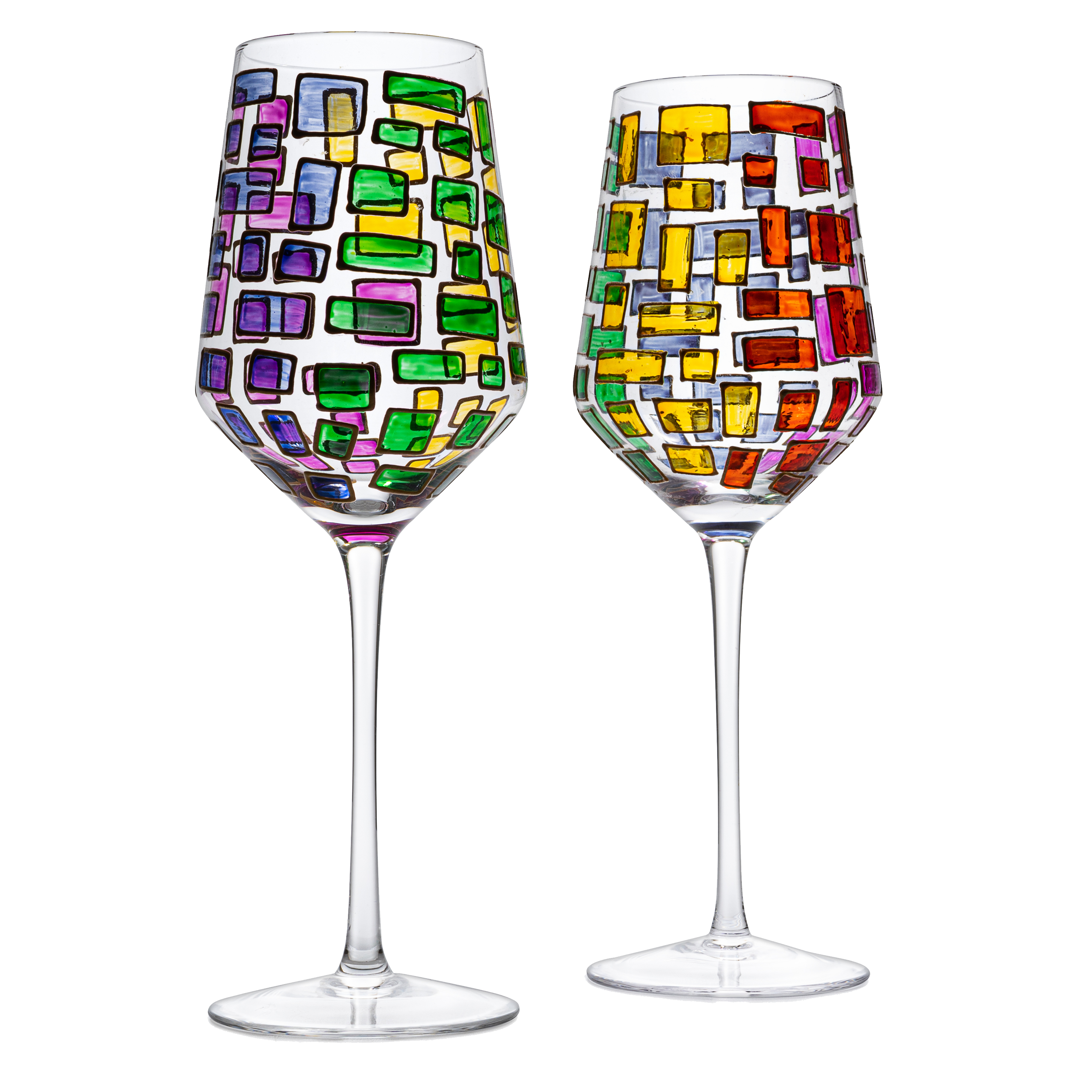 The Wine Savant Renaissance Stained Glass Windows, Artisanal Hand Painted Glassware Gift Idea Her, Him, Birthday, Mom, Housewarming, Gifts Ideas for Women & Men Art Deco (Stemmed Wine Glasses)-0